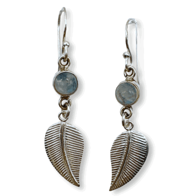 Moonstone Feather Drop Earrings