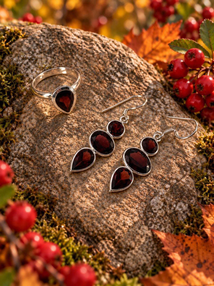 Garnet Triple Stone Earring - Image 2