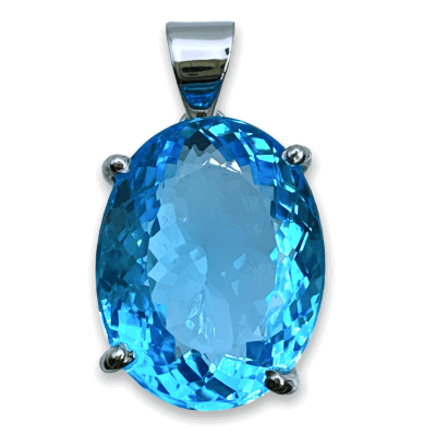 Blue Topaz Oval Cut Pendant 8g