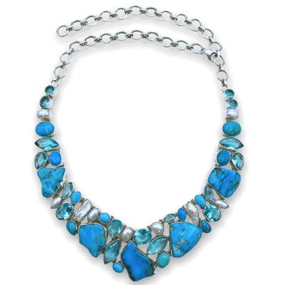 Sleeping Beauty, Blue Topaz & Pearl Necklace