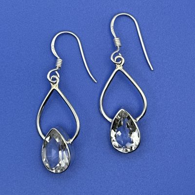 Clear Quartz Pear Drop Earrings