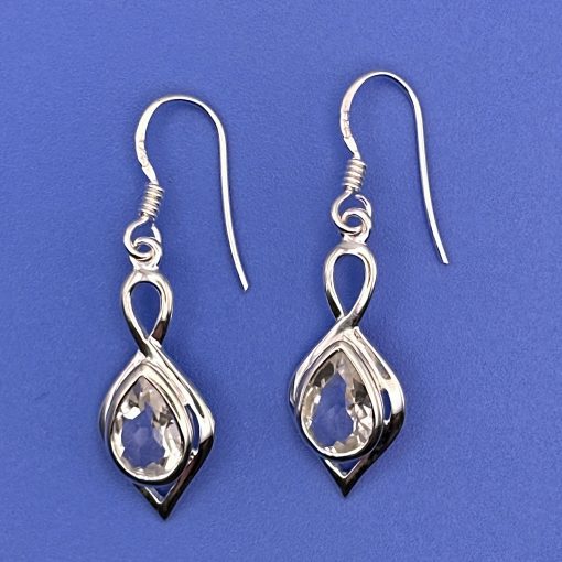 Clear Quartz Twist Pear Cut Earring