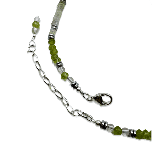 Peridot, Smokey Quartz, Hematite, Opal And Green Beryl Necklace - Image 3