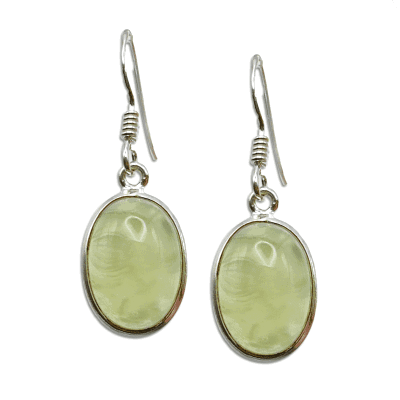 Prehnite Oval Drop Earrings 4g