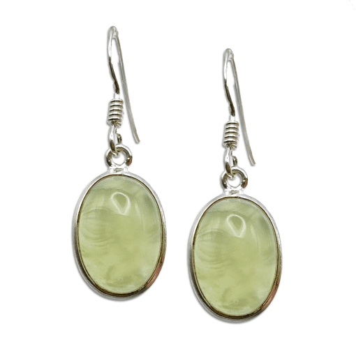 Prehnite Oval Drop Earrings 4g