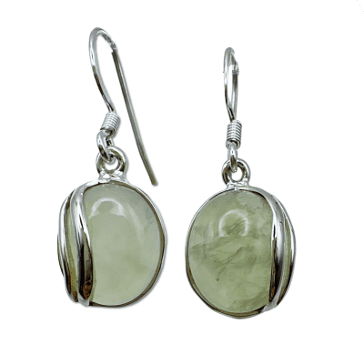 Prehnite Oval Drop Earrings 4.6g