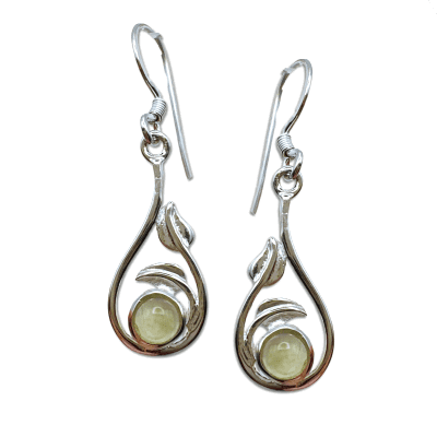 Prehnite Leaf Drop Earrings 1.9g