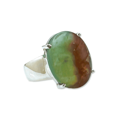Aquaprase (Chalcedony) Oval Claw Set Ring Size O
