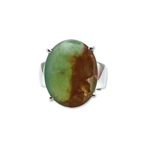 Aquaprase (Chalcedony) Oval Claw Set Ring Size O - Image 2