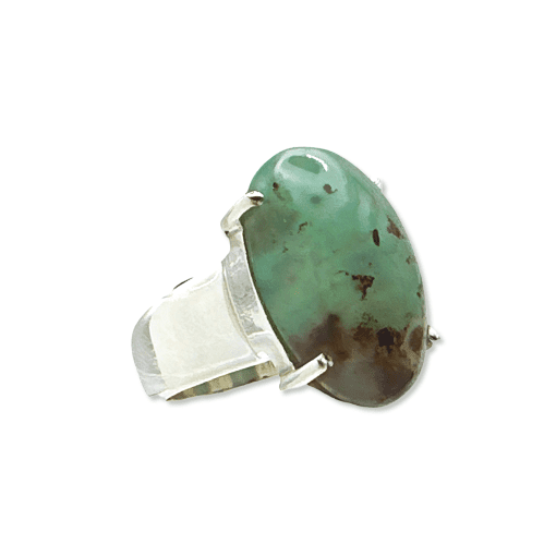 Aquaprase (Chalcedony) Oval Claw Set Ring Size M