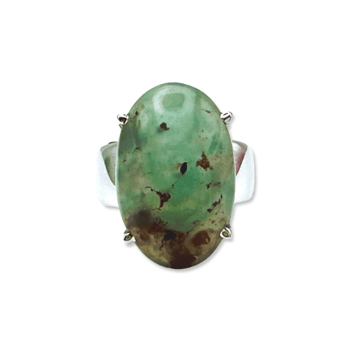 Aquaprase (Chalcedony) Oval Claw Set Ring Size M - Image 2