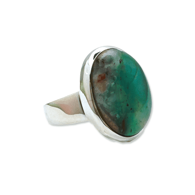 Aquaprase (Chalcedony) Oval Ring Size Q