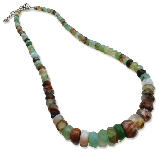 Aquaprase (Chalcedony) Faceted Bead Necklace