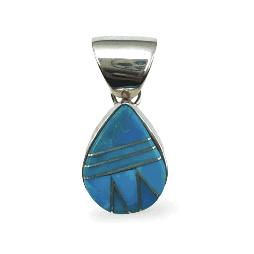 Turquoise Navajo Inlay Pendant By Stanley Manygoats 7.7g - Image 2