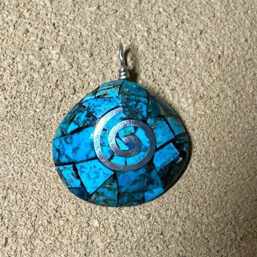 Turquoise Spiral Shell Mosaic Pendant By Ron Chavez 5.5g