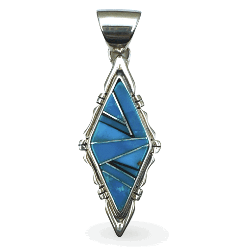 Turquoise Navajo Inlay Pendant By Evonne Rogers 10.7g - Image 3