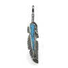 Turquoise Navajo Inlay Feather Pendant By Jimmy Hoskie 7.1g - Image 2