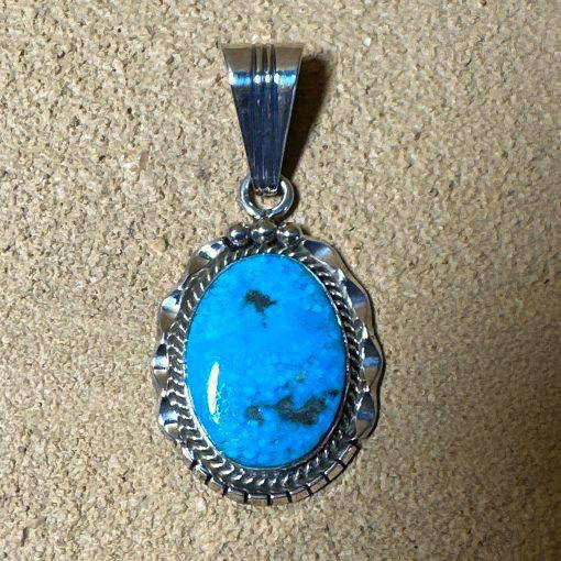 Kingman Turquoise Pendant By Samuel Yellowhair 9.7g
