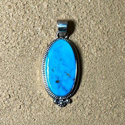 Kingman Turquoise Pendant By Linda Johnson 10.1g