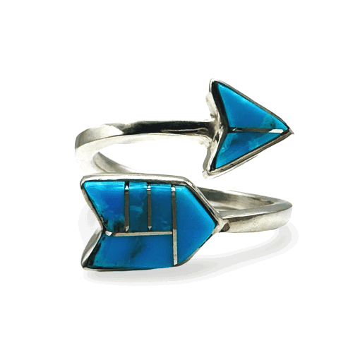 Turquoise Arrow Inlay Ring By James Marygoat Size T-U 5.7g - Image 2