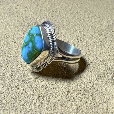 Turquoise Navajo Ring By Larson Lee Size P 6.7g