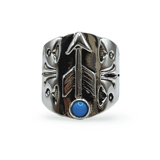 Turquoise Navajo Ring By Thomas Valencia Size O - Image 2