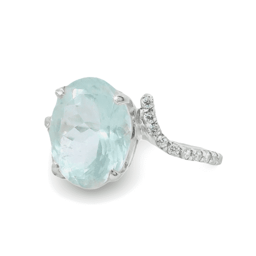 Aquamarine Oval Claw Set Ring Size O - Image 2