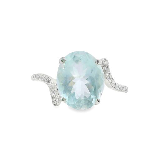 Aquamarine Oval Claw Set Ring Size O
