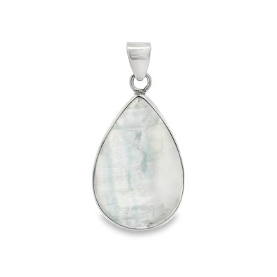 Lemurian Aquatine Calcite Peardrop Pendant 5.4g