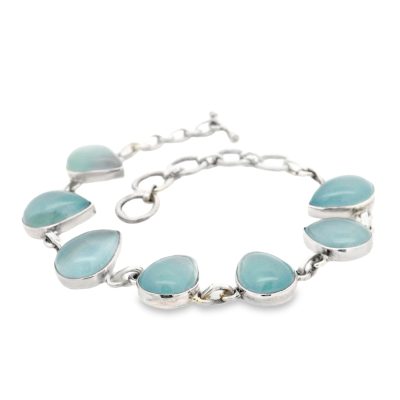 Lemurian Aquatine Calcite Bracelet 18.4g
