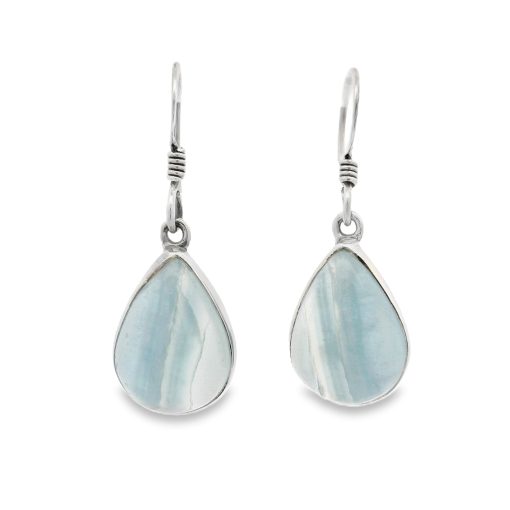 Lemurian Aquatine Calcite Drop Earrings 4.6g