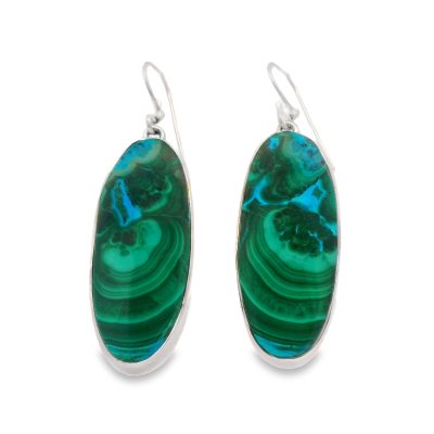 Chrysocolla Malachite Drop Earrings 11.9g
