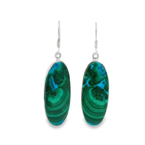 Chrysocolla Malachite Drop Earrings 11.9g - Image 2