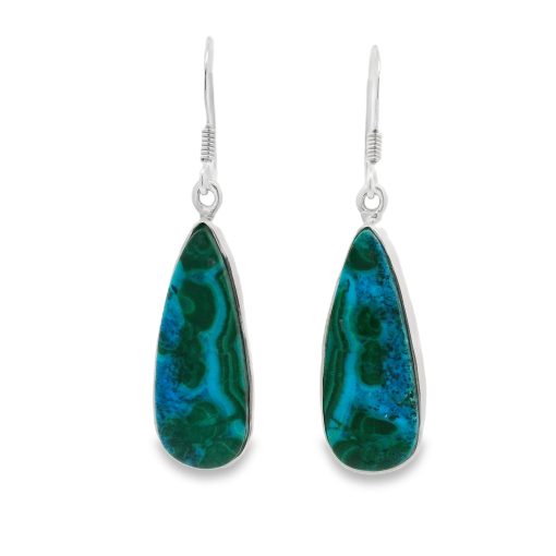 Chrysocolla Malachite Drop Earrings 7.5g