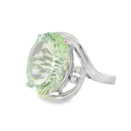 Prasiolite Large Oval Ring Size P