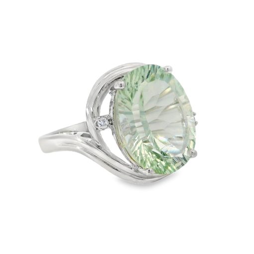Prasiolite Large Oval Ring Size P - Image 3