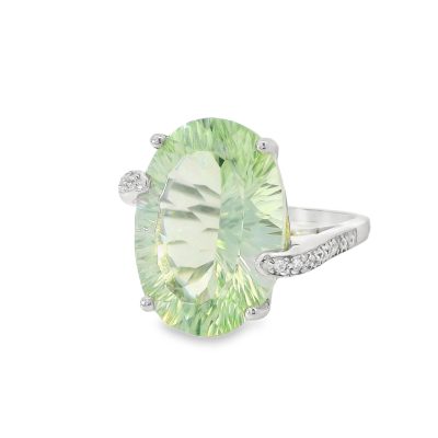 Prasiolite Large Oval Ring Size P