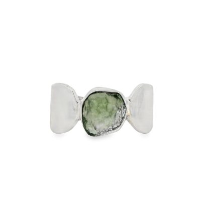 Moldavite Raw Freeform Ring Size M