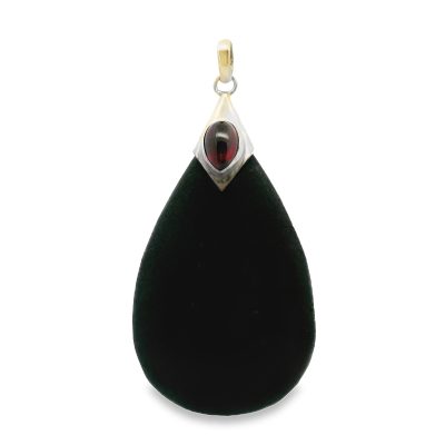 Black Lava And Garnet Pendant 5.1g