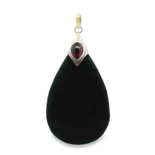 Black Lava And Garnet Pendant 5.1g