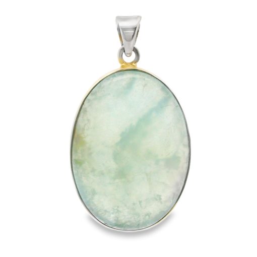 Lemurian Aquatine Oval Calcite Pendant 8.4g