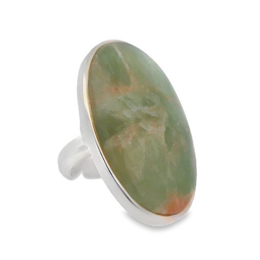 Green Apophyllite Large Oval Ring Size R