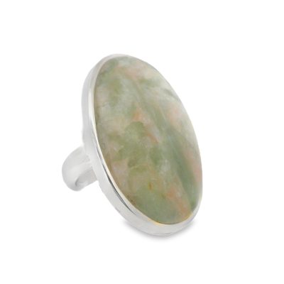 Green Apophyllite Large Oval Ring Size M