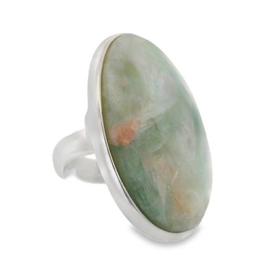 Green Apophyllite Large Oval Ring Size O