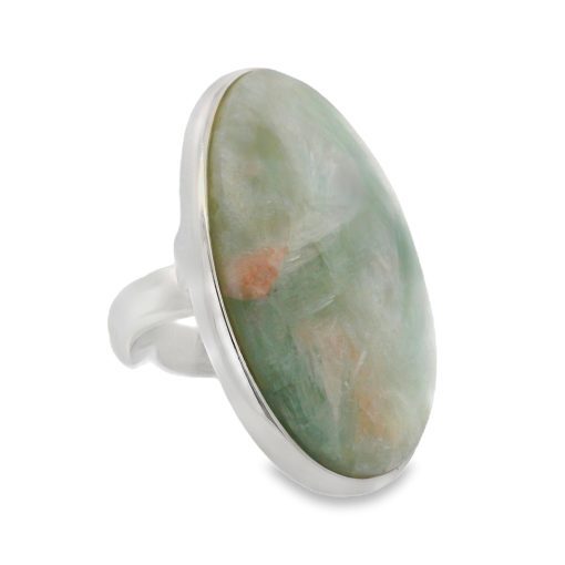 Green Apophyllite Large Oval Ring Size O