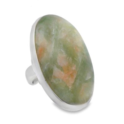 Green Apophyllite Large Oval Ring Size N