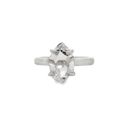 Herkimer Diamond Claw Set Ring Size R