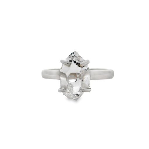 Herkimer Diamond Claw Set Ring Size R