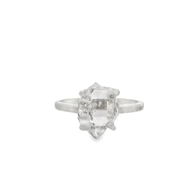 Herkimer Diamond Claw Set Ring Size P