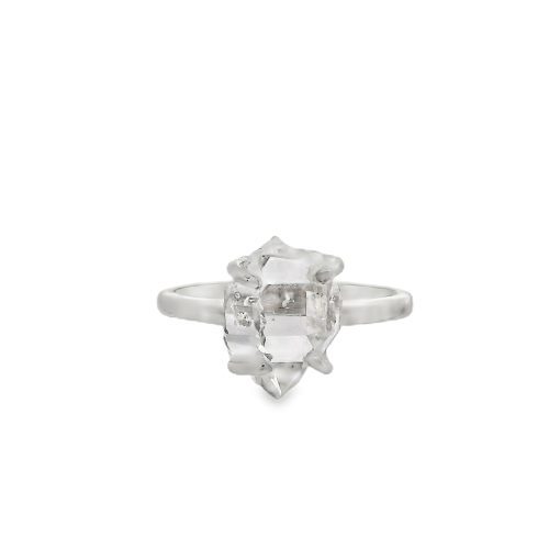 Herkimer Diamond Claw Set Ring Size P